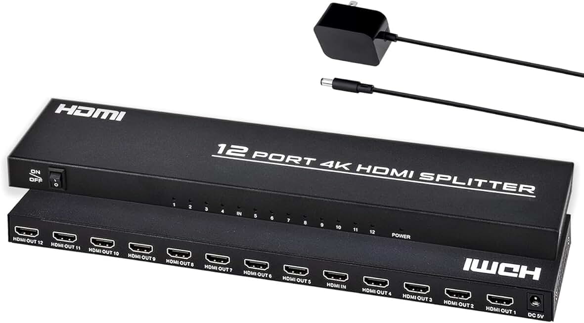 4K HDMI Splitter, 1 In 12 Out, Powered, Supports 4Kx2K