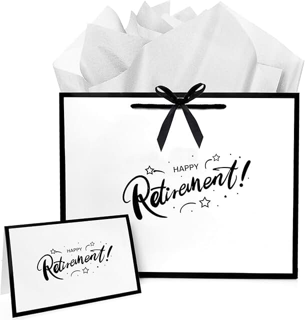 Retirement Gift Bag with Tissue Paper and Card