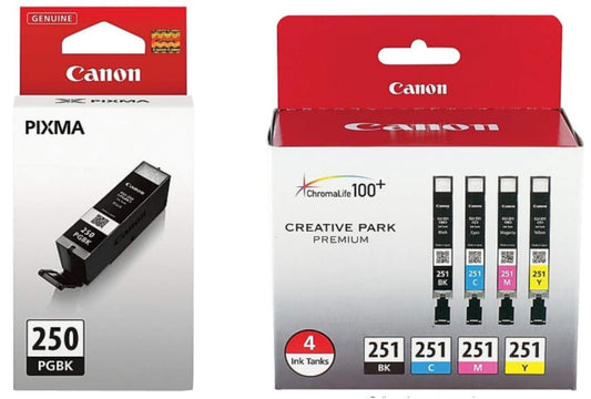 Genuine PGI-250 and CLI-251 Ink Tank 5-Pack in Black, Cyan, Magenta, Yellow