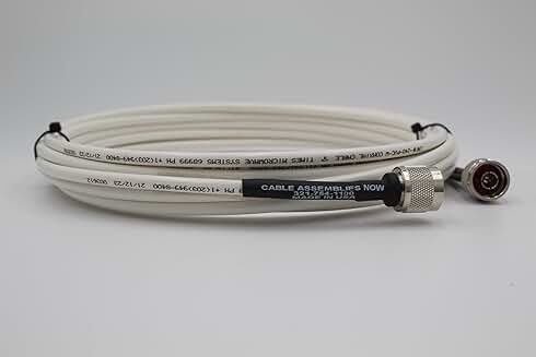 25-Foot White Low Loss Coaxial Cable with N-Male Connectors