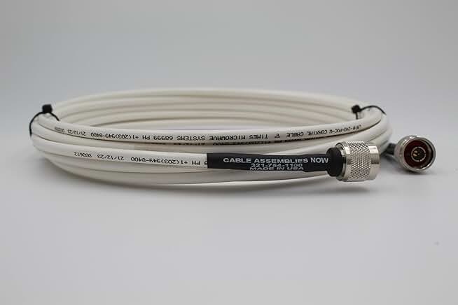 25-Foot White Low Loss Coaxial Cable with N-Male Connectors