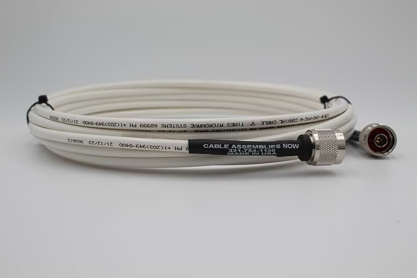 25-Foot White Low Loss Coaxial Cable with N-Male Connectors
