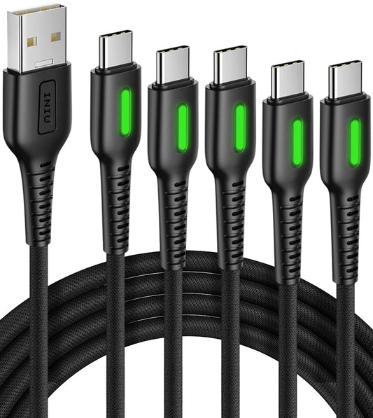 USB C Cable 5 Pack 3.1A Nylon Braided Fast Charging Cord
