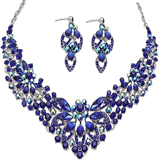 Women’s Rhinestone Crystal Jewelry Set with Necklace and Earrings