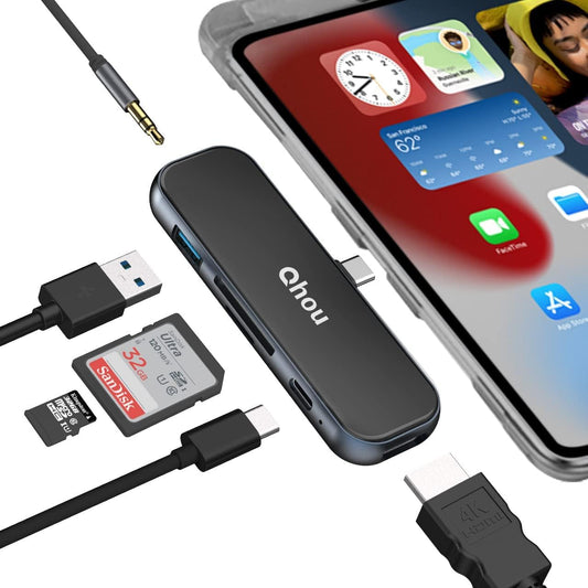 USB C Multiport Hub with HDMI, USB, SD, and Charging