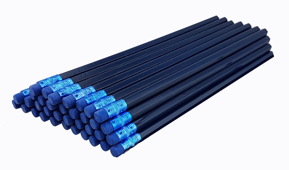 Royal Blue Hexagon Pencils with Eraser, 36 Pack