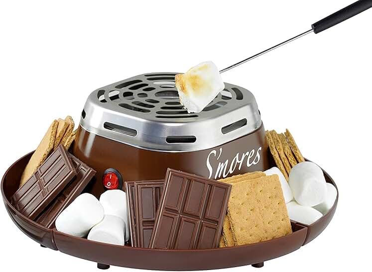 Indoor stainless steel s'mores maker with 4 trays and 2 forks