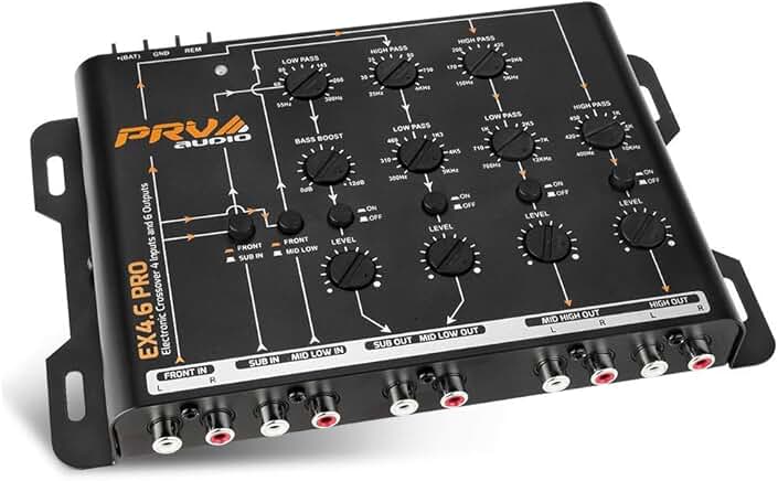 4-Way Electronic Car Audio Crossover with RCA Outputs