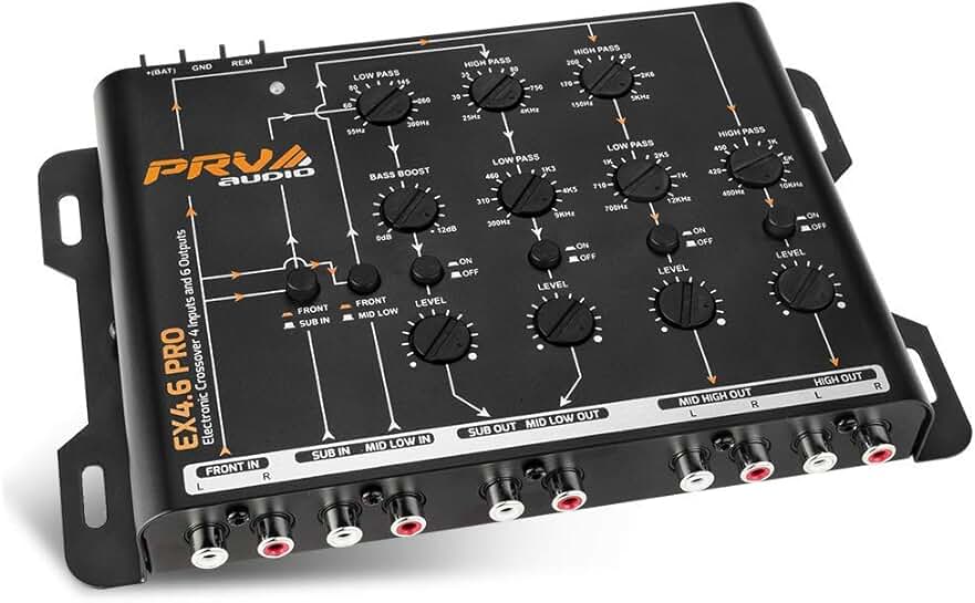4-Way Electronic Car Audio Crossover with RCA Outputs