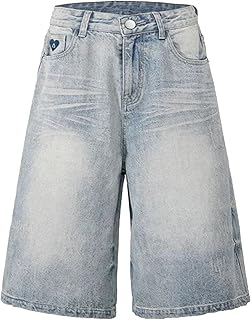 Loose Fit Washed Denim Shorts for Men