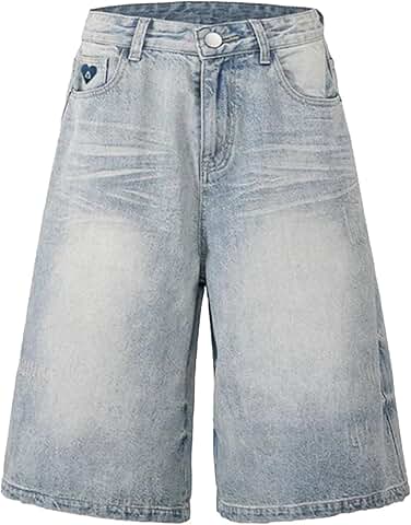 Loose Fit Washed Denim Shorts for Men