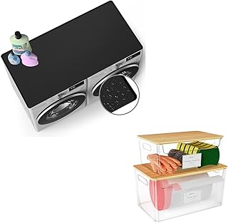 54-inch black covers for washer and dryer, two trash bag holders