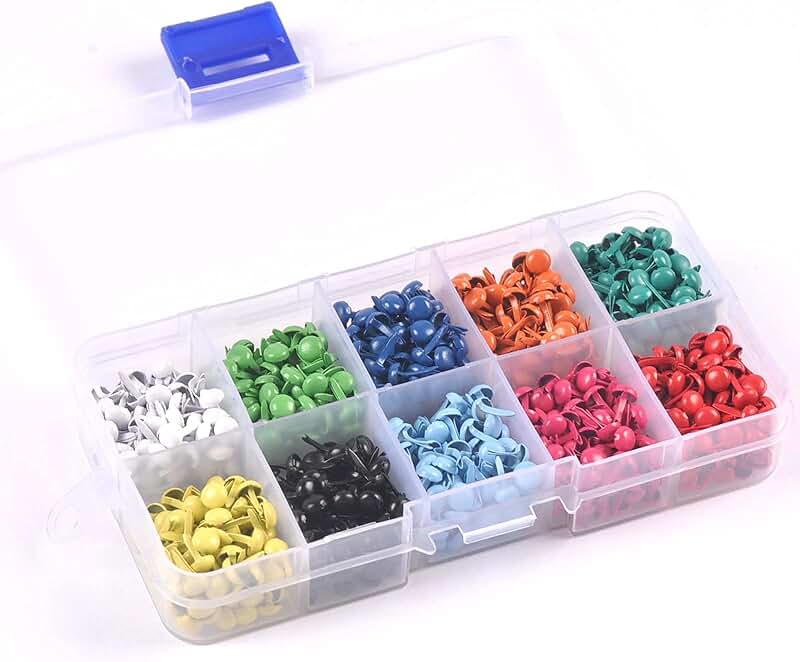 1000 Multicolor Round Mini Brads for Crafts and Scrapbooking