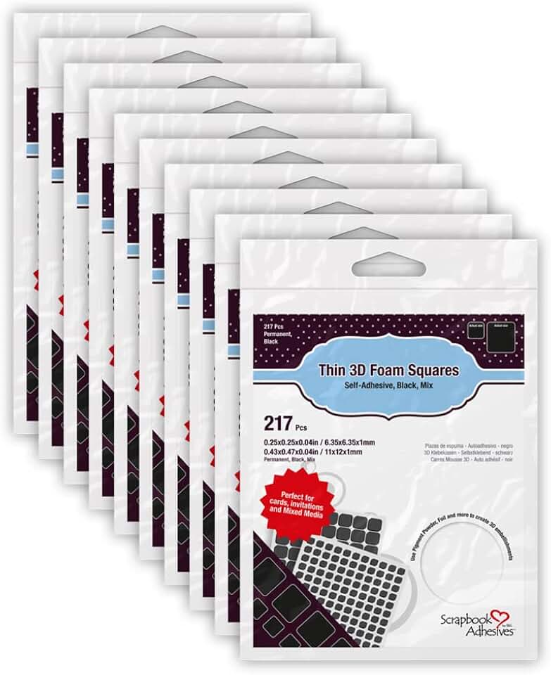 Black Permanent Thin 3D Foam Squares, 217-pack