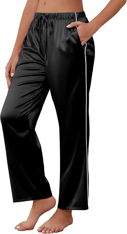 Women's Silk Satin Pajama Pants with Pockets