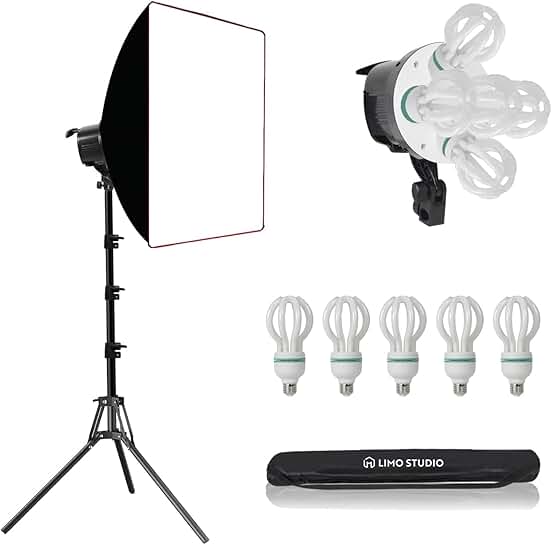 Large Softbox with 15,000 Lumens and 5 Bulb Slots