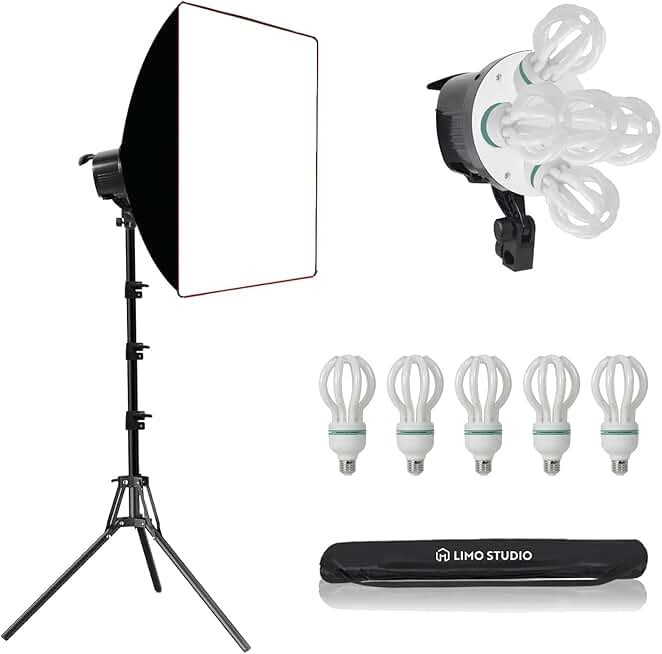 Large Softbox with 15,000 Lumens and 5 Bulb Slots
