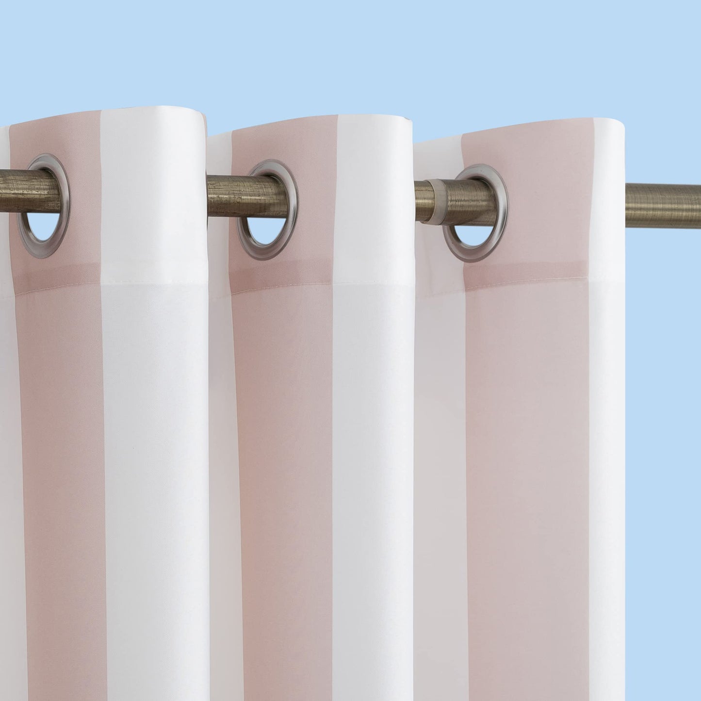 Valencia 2-Pack Cabana Stripe Indoor/Outdoor UV Protectant Energy Efficient Grommet Curtain Panel Pair