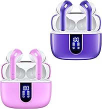 Sunset Pink and Purple True Wireless Earbuds with Charging Case