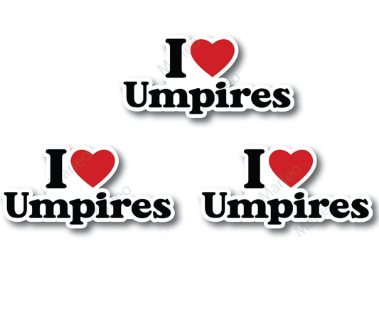 White I Love Umpires Sticker for Catchers Helmet