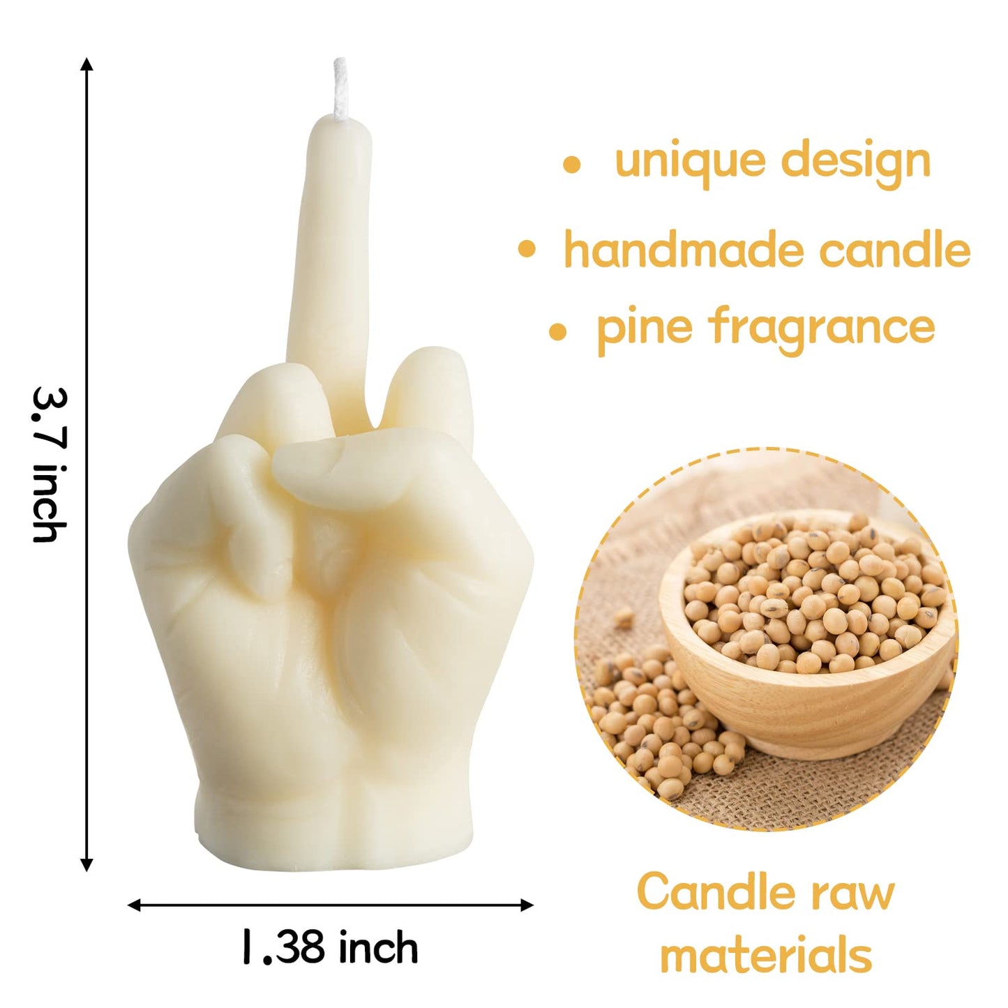 Middle Finger Scented Candle Danish Pastel Room Decor Aesthetic Pine Fragrance Soy Wax Ar therapy Hand Gesture Candles Desk Statues Sculpture Decorations Gift for Ho e Bedroom Supplies Milky