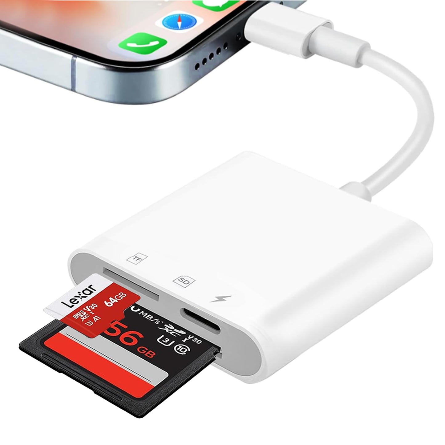 SD Card Reader with Charging Port for iPhone and iPad