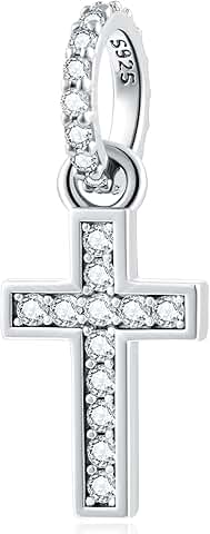 Sparkling Latin Cross Pendant Charm for Necklace or Bracelet