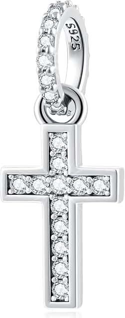 Sparkling Latin Cross Pendant Charm for Necklace or Bracelet