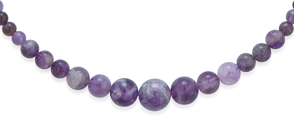 Elegant graduated round gemstone bead necklace for women