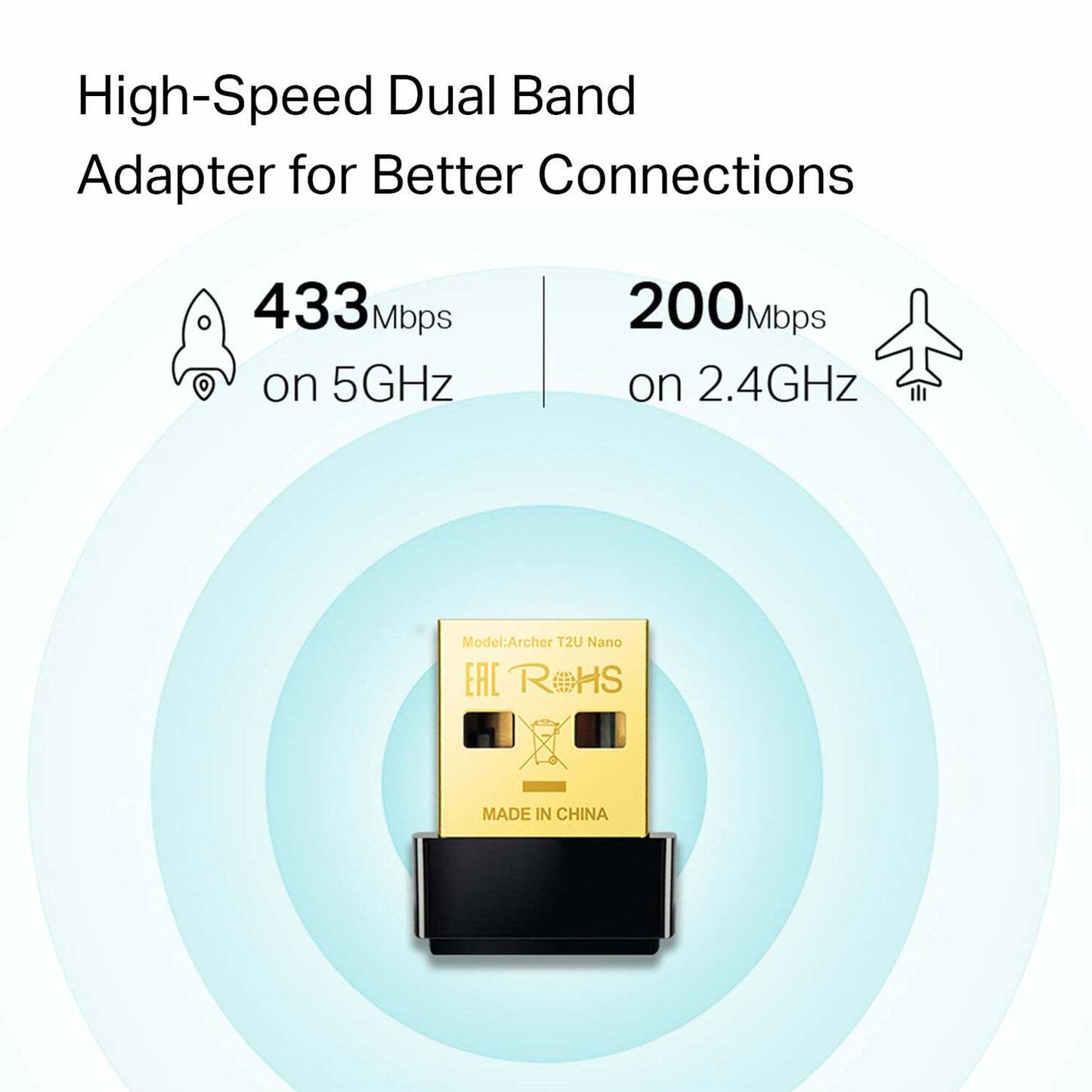 Nano AC600 USB Wifi Adapter(Archer T2U Nano)- 2.4G/5G Dual Band Wireless Network Adapter for PC Desktop, Mini Travel Size, Supports Windows 11,10, 8.1, 8, 7, XP / Mac OS X 10.9-10.14