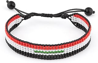 Handmade Beaded Iraq Flag Bracelet, Adjustable and Durable