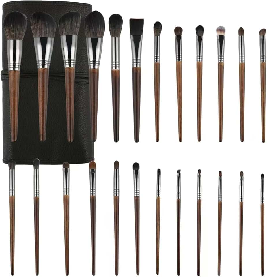 24-Piece Synthetic Makeup Brush Set with Leather Case