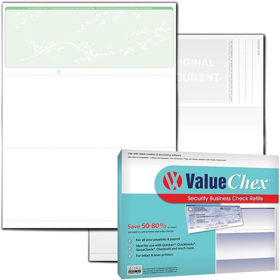 Light Green Business Voucher Checks, 55 Sheets