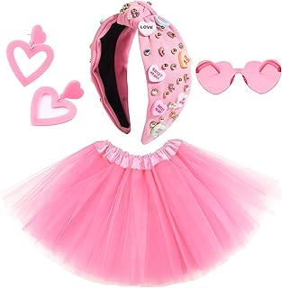 Pink tutu set with heart accessories for women