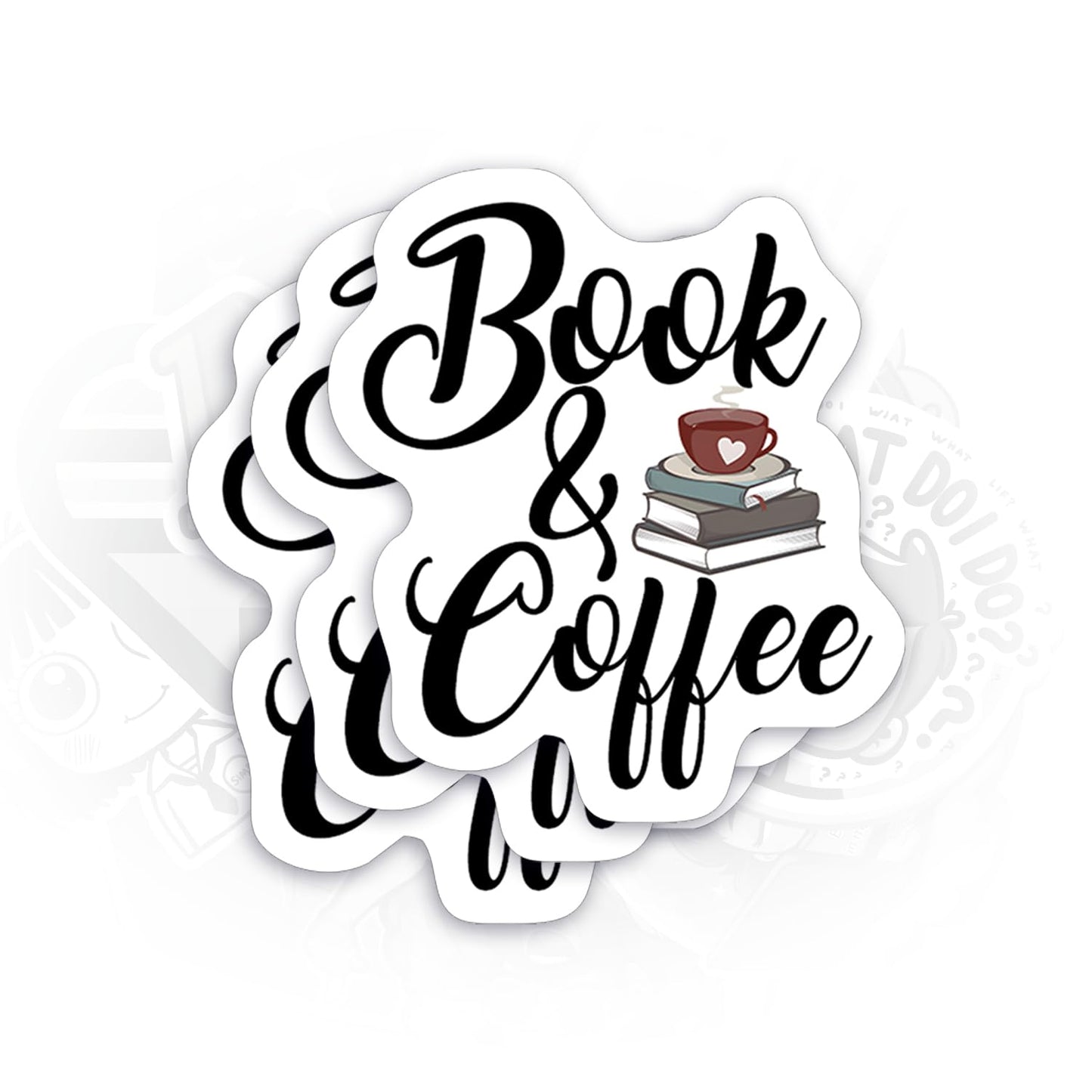 Coffee and Books Vinyl Stickers for Laptop, Water Bottle, Journal