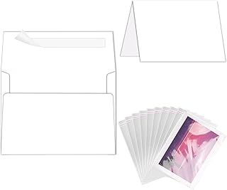 White Cards and Envelopes with Clear Bags, 100 Pack