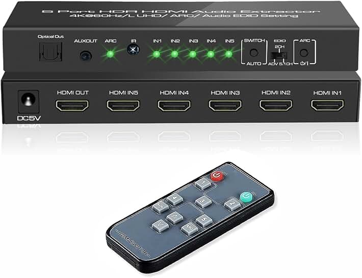 5-in-1 4K HDMI Switch with Audio Extractor