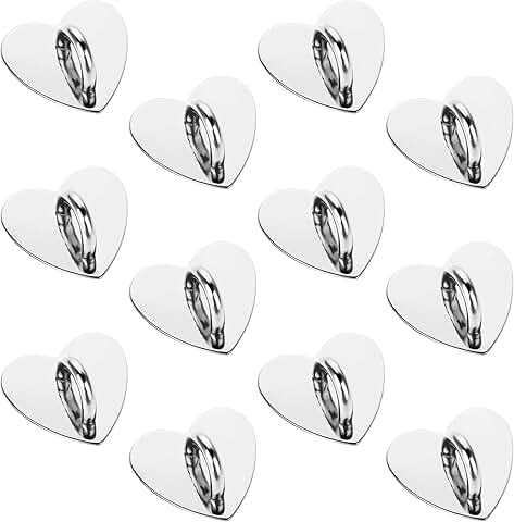 12 Silver Heart Phone Grip Charm Rings for DIY Accessories