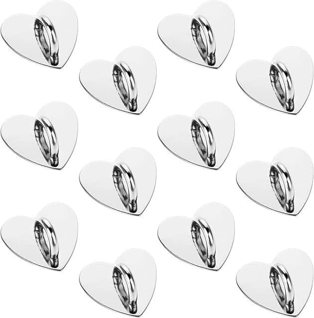 12 Silver Heart Phone Grip Charm Rings for DIY Accessories
