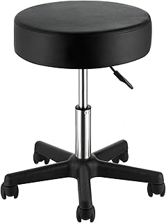 Adjustable Rolling Stool with Thick Seat Cushion