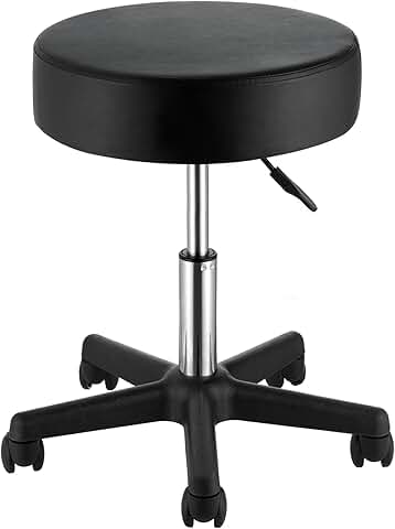 Adjustable Rolling Stool with Thick Seat Cushion