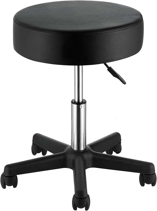 Adjustable Rolling Stool with Thick Seat Cushion