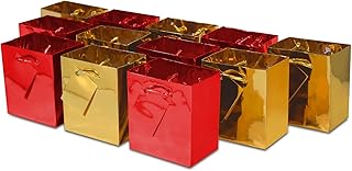 Red and Gold Holiday Gift Bags, 12 Pack