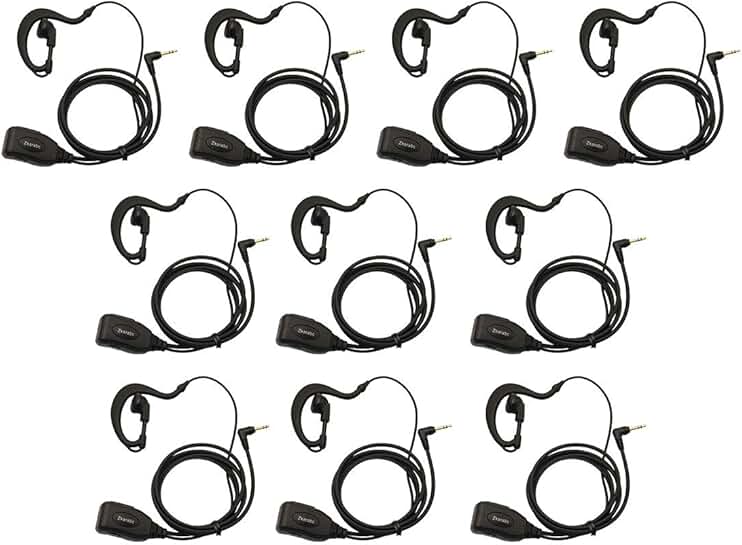 10 Pack of 2.5mm G Shape Earpieces with Mic and Adjustable Volume