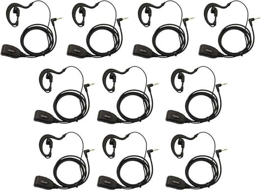 10 Pack of 2.5mm G Shape Earpieces with Mic and Adjustable Volume