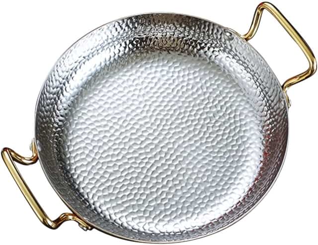 Stainless Steel Double Handle Paella Pan for Home Use