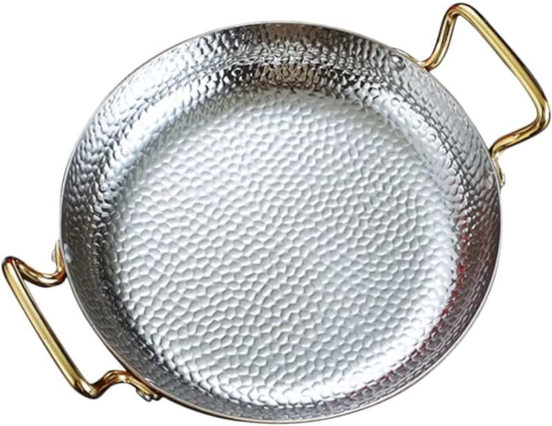 Stainless Steel Double Handle Paella Pan for Home Use
