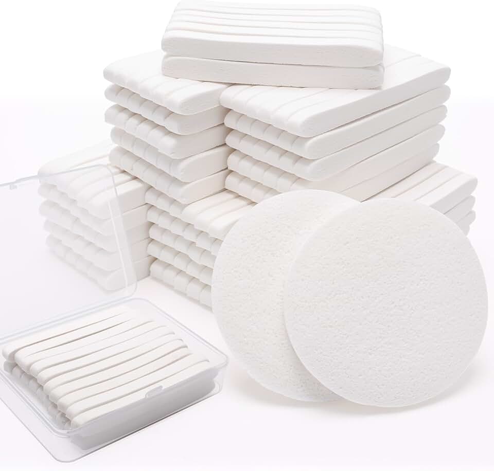 White Compressed Facial Sponges Pack for Face Cleaning