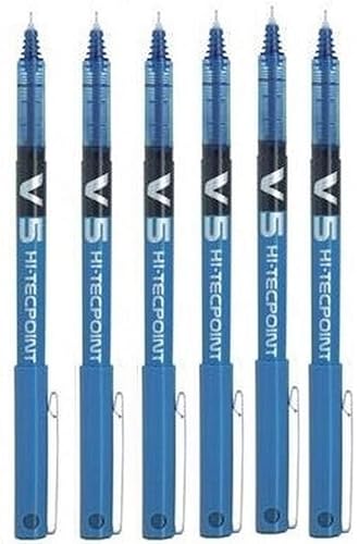Six Blue Extra Fine 0.5mm Rollerball Pens