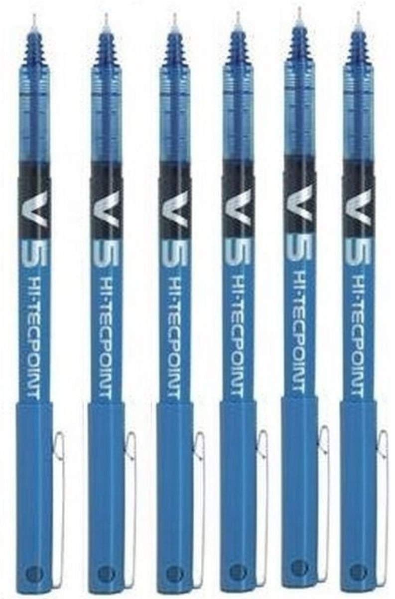 Six Blue Extra Fine 0.5mm Rollerball Pens